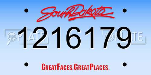 1216179 South Dakota License Plate