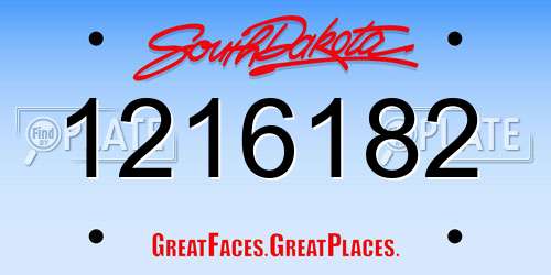 1216182 South Dakota License Plate