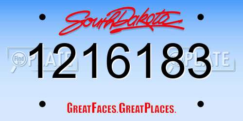 1216183 South Dakota License Plate