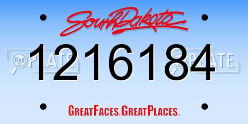 1216184 South Dakota License Plate