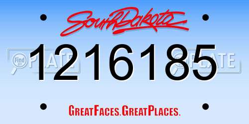 1216185 South Dakota License Plate
