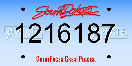 1216187 South Dakota License Plate