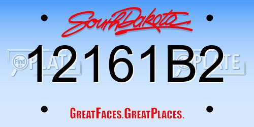 12161B2 South Dakota License Plate