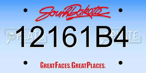 12161B4 South Dakota License Plate