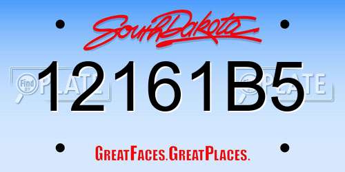 12161B5 South Dakota License Plate