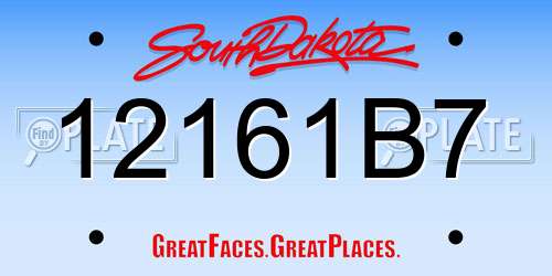 12161B7 South Dakota License Plate