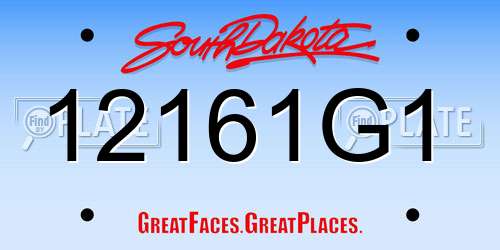 12161G1 South Dakota License Plate
