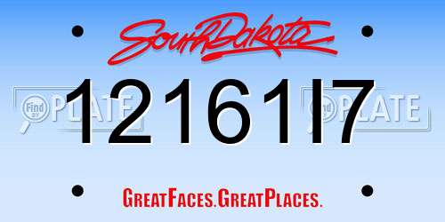 12161I7 South Dakota License Plate
