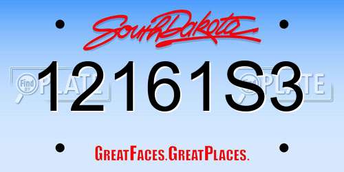 12161S3 South Dakota License Plate