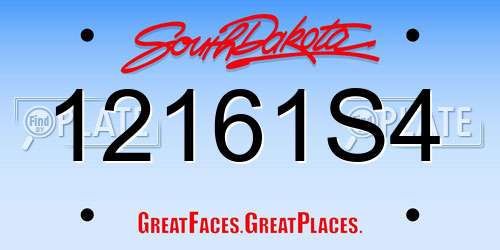 12161S4 South Dakota License Plate