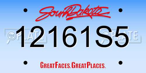 12161S5 South Dakota License Plate