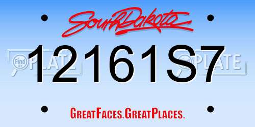 12161S7 South Dakota License Plate
