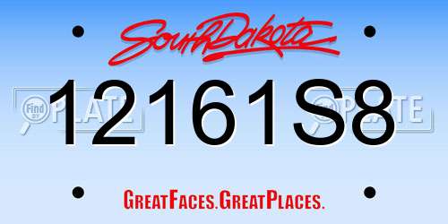 12161S8 South Dakota License Plate