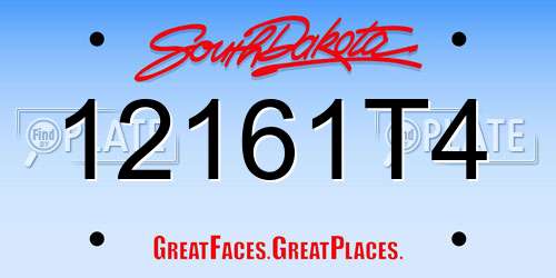 12161T4 South Dakota License Plate