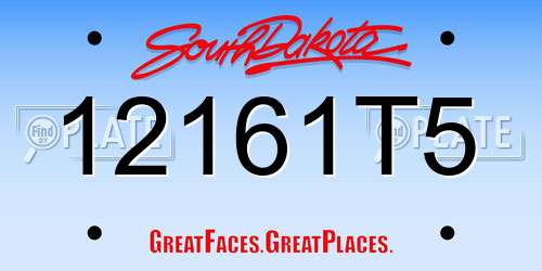 12161T5 South Dakota License Plate