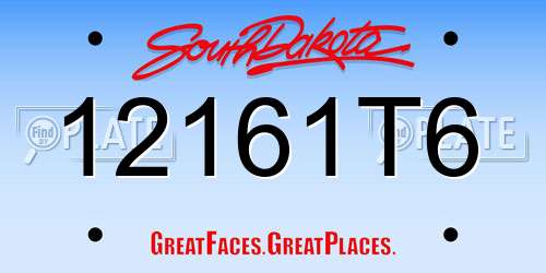 12161T6 South Dakota License Plate