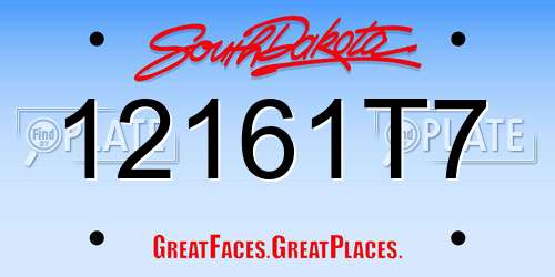 12161T7 South Dakota License Plate