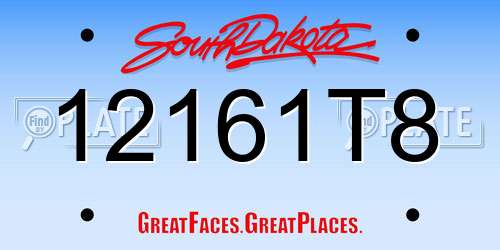 12161T8 South Dakota License Plate