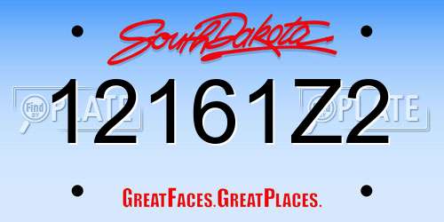 12161Z2 South Dakota License Plate
