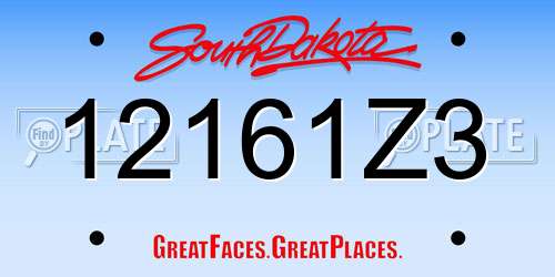 12161Z3 South Dakota License Plate