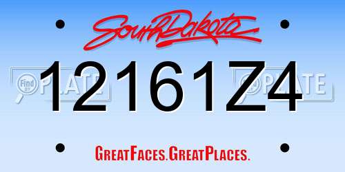 12161Z4 South Dakota License Plate