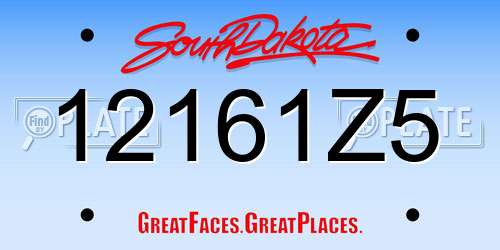 12161Z5 South Dakota License Plate