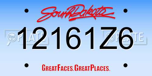 12161Z6 South Dakota License Plate