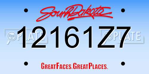12161Z7 South Dakota License Plate