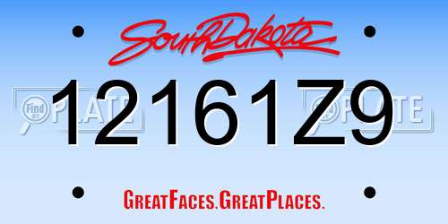 12161Z9 South Dakota License Plate