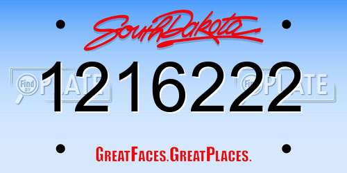 1216222 South Dakota License Plate