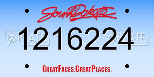 1216224 South Dakota License Plate