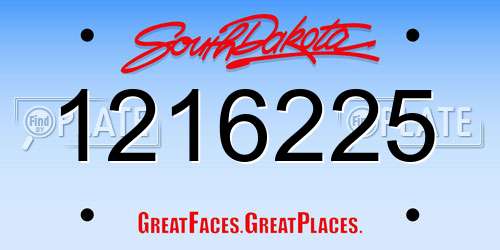 1216225 South Dakota License Plate
