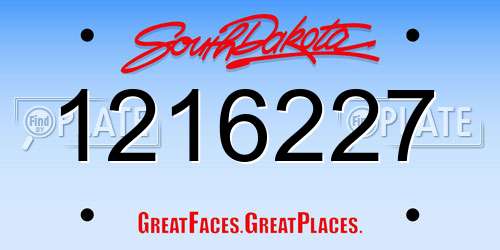 1216227 South Dakota License Plate