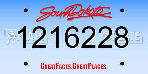 1216228 South Dakota License Plate