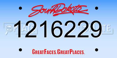 1216229 South Dakota License Plate