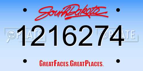 1216274 South Dakota License Plate