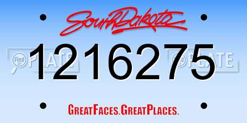1216275 South Dakota License Plate