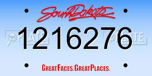 1216276 South Dakota License Plate