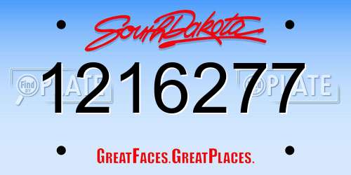 1216277 South Dakota License Plate