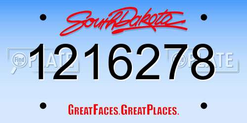 1216278 South Dakota License Plate