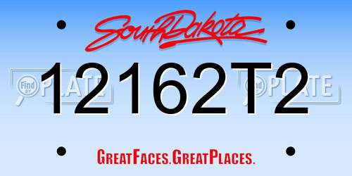 12162T2 South Dakota License Plate