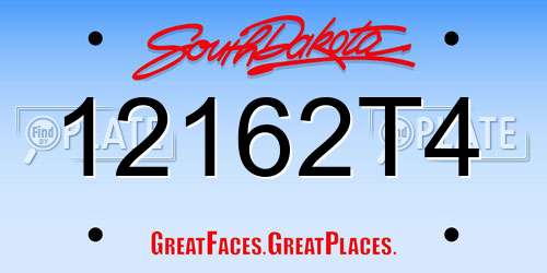 12162T4 South Dakota License Plate