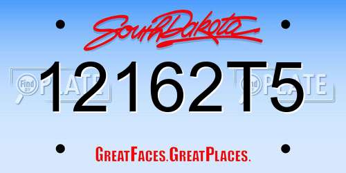 12162T5 South Dakota License Plate