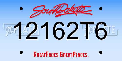 12162T6 South Dakota License Plate