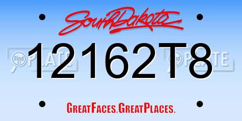 12162T8 South Dakota License Plate