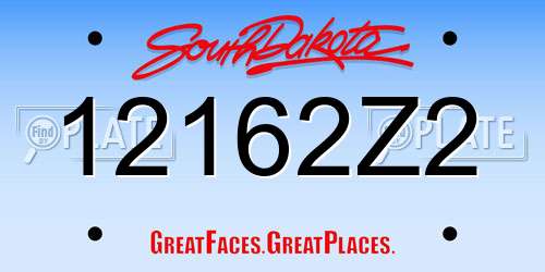 12162Z2 South Dakota License Plate