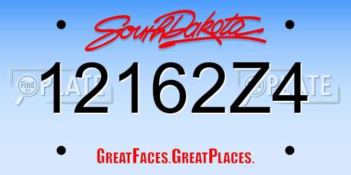 12162Z4 South Dakota License Plate