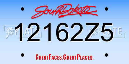 12162Z5 South Dakota License Plate