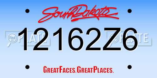 12162Z6 South Dakota License Plate