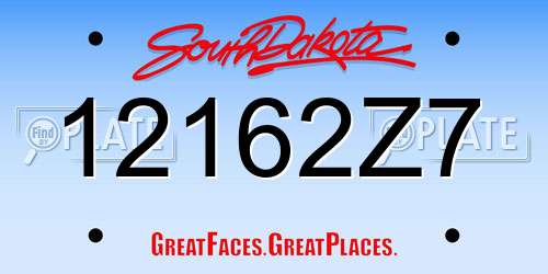 12162Z7 South Dakota License Plate